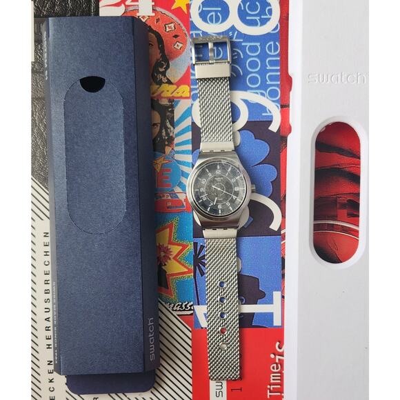 Swatch Watch SISTEM MECHE YIS418M 2018 Sistem51 Irony New In Box Milanese Band - Picture 2 of 14